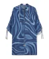 Pucci Marmo-print Denim Kaftan Dress In Dark Blue, Light Blue