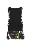 Pucci Open-back Gathered Printed Stretch-satin Jersey Mini Dress In Black
