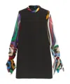 Pucci Black Dress With Sheer Patterned Sleeves In Black