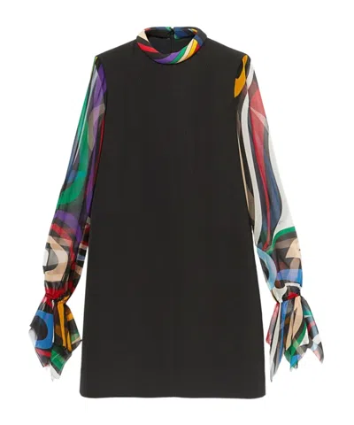 Emilio Pucci Marmo-print Mini Dress In Black