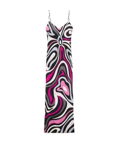 Emilio Pucci Marmo Print Silk Dress In Black