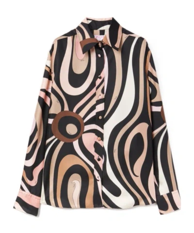 Emilio Pucci Marmo Print Silk Shirt In Black