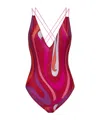 Pucci Women Marmo Print Lycra One-piece Swimsuit In Multi
