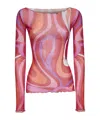 Pucci Marmo-print Tulle Shirt In Corallo Fuxia