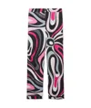 Pucci Marble Print Silk Pants In Black And Fuchsia