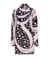 Pucci Turtleneck Long-sleeve Printed Mini Dress In Black