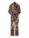 Emilio Pucci Printed Bow Detail Wide Leg Trousers In Brown