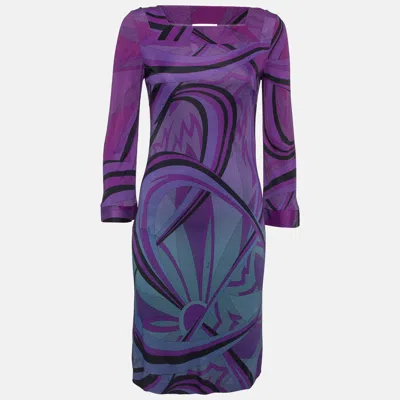 Pre-owned Emilio Pucci Multicolor Print Jersey Long Sleeve Dress M