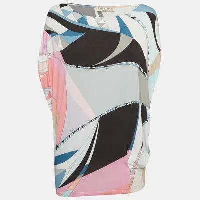 Pre-owned Emilio Pucci Multicolor Printed Jersey Batwing Blouse M ...