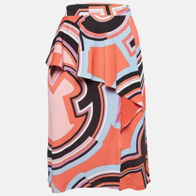 Pre-owned Emilio Pucci Multicolor Printed Jersey Short Skirt L