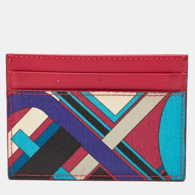 Pre-owned Emilio Pucci Multicolor Printed Leather Card Holder