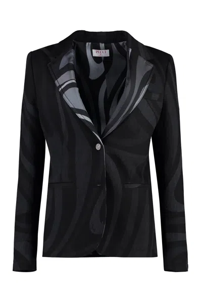 Emilio Pucci Women's Single-breasted Two-button Blazer | Size 42 | 3udb703u998 Color M94 In Multi