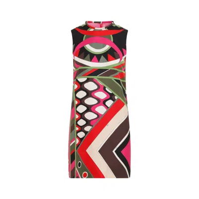 Emilio Pucci Multicolored Floral Silk Dress For Women