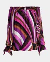 Pucci Off-the-shoulder Long-sleeve Blouse In Fuxia Marrone