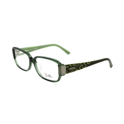 Emilio Pucci Olive Plastic Frames In Green