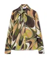 Pucci Onde Print Cotton Shirt In Khaki