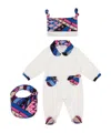 Pucci One-piece Bib Hat Set In White