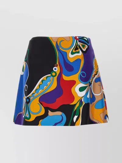 Emilio Pucci 'orchid' A-line High-waisted Mini Skirt In Multi