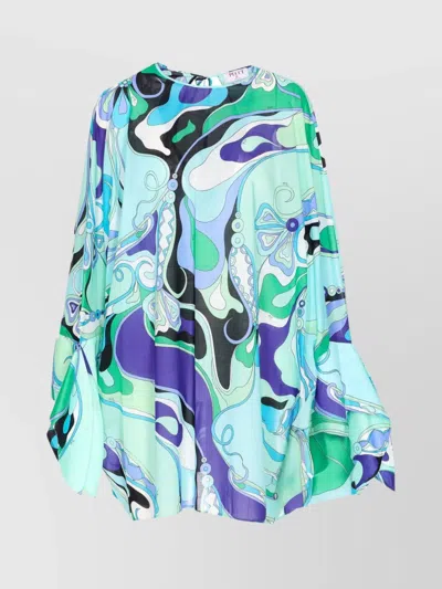 Emilio Pucci Orchid Print V-neck Loose Fit Top
