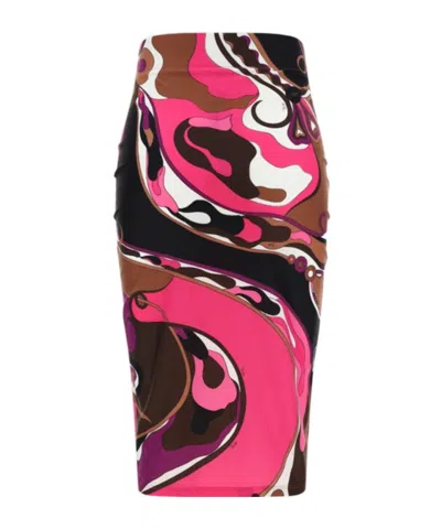 Emilio Pucci Orchidee-print Pencil Skirt In Fuchsia