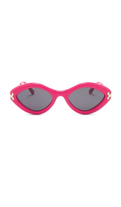 Pucci Oval Sunglasses In Shiny Fuchsia & Smoke