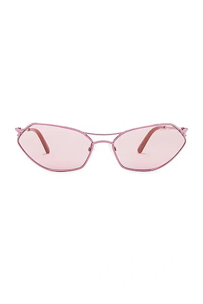 Emilio Pucci Oval Sunglasses In Shiny Pink & Bordeaux Mirror