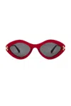 Pucci Oval Sunglasses In Shiny Red & Smoke