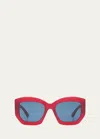 Pucci Women's Shiny Red & Blue Geometric Sunglasses In Shiny Milky Red B