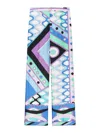 Emilio Pucci Printed Silk Pants With Roll-up Cuffs In Light Blue