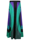 Emilio Pucci Silk Twill High Waist Wide Leg Trousers In Multi