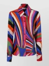 EMILIO PUCCI PATTERNED SILK TWILL SHIRT WITH CUFF BUTTONS