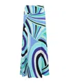Pucci Flowing Abstract Pattern Skirt In Viscose Blend In Blue