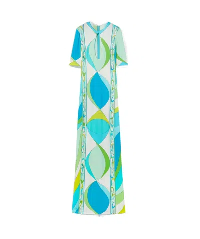 Pucci Pesci-print Cut-out Maxi Dress In Green