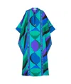 Pucci Pisces Print Silk Kaftan Dress In Blue