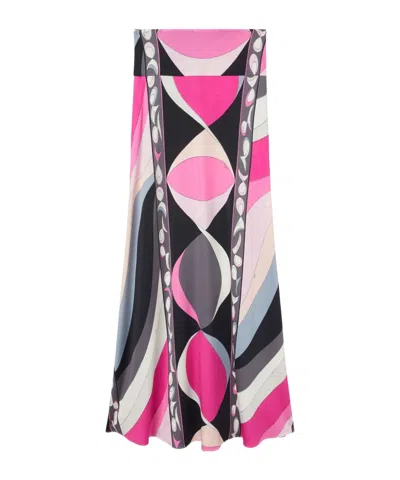 Emilio Pucci Pesci Print Long Skirt In Pink