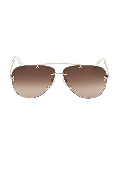 Emilio Pucci Pilot Sunglasses In Shiny Pale Gold & Brown