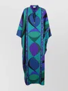 Emilio Pucci Silk Twill Kaftan With Vibrant Pisces Print In Blue