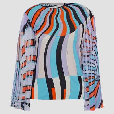 Pre-owned Emilio Pucci Polyester Long Sleeved Top 46 In Multicolor
