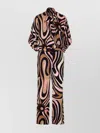 Emilio Pucci Printed Bow Detail Wide Leg Trousers In Brown