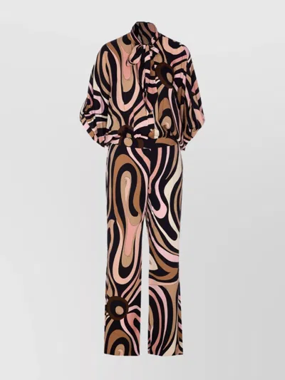 Emilio Pucci Printed Bow Detail Wide Leg Trousers