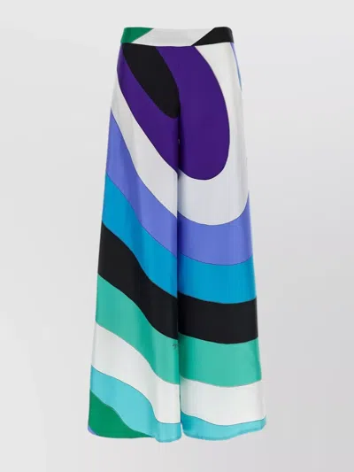 Emilio Pucci Printed High Waist Wide-leg Trousers In Multi