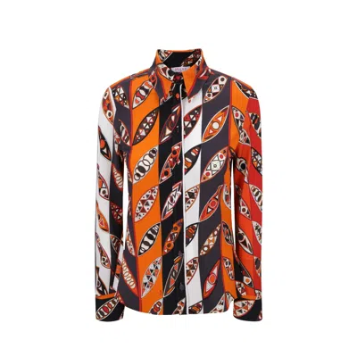 Emilio Pucci Printed Shirt In Orange