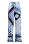 Emilio Pucci Printed Silk Pants With Roll-up Cuffs