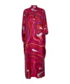 Pucci Marmo Print Silk Twill Long Kaftan