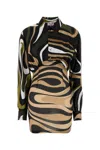 Emilio Pucci Printed Twill And Stretch Mesh Mini Dress