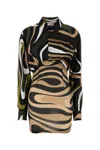 Emilio Pucci Abstract Pattern Fitted Waist Long Sleeves Mini Length In Multi