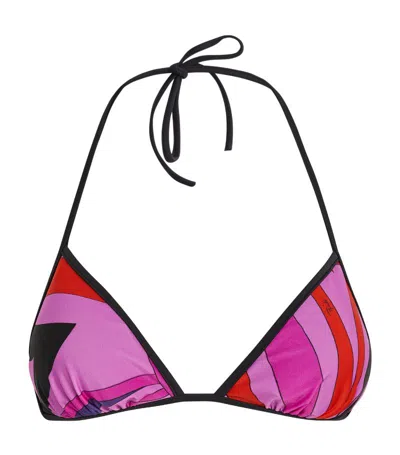 Emilio Pucci Pucci Marmo Print Triangle Bikini Top In Multi