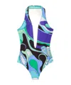 Emilio Pucci Pucci Pattern-printed One-piece Swimsuit In Blue