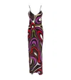 EMILIO PUCCI PUCCI SILK MARMO PRINT MAXI DRESS