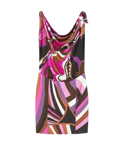 Emilio Pucci Rainbow Printed Dress In Brown